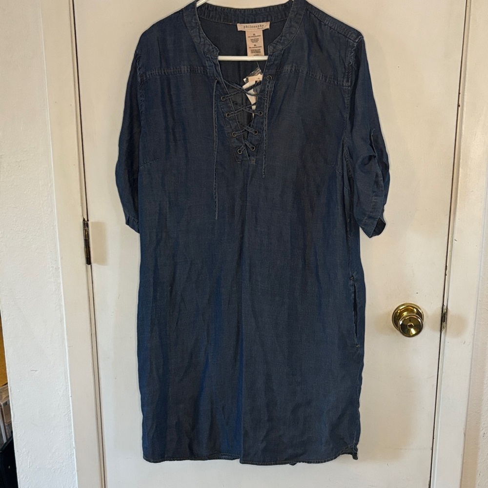 Philosophy blue tender lace up dress Size XL